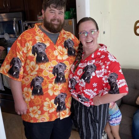Custom Hawaiian Shirt For Dog Lovers | Personalized Puppy Lovers Gift | Flowers Pattern Neon-Orange Color Aloha Shirt