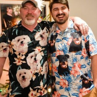 Custom Hawaiian Shirt For Dog Lovers | Personalized Puppy Lovers Gift | Leaves & Flowers Pattern Dark Green Color Aloha Shirt