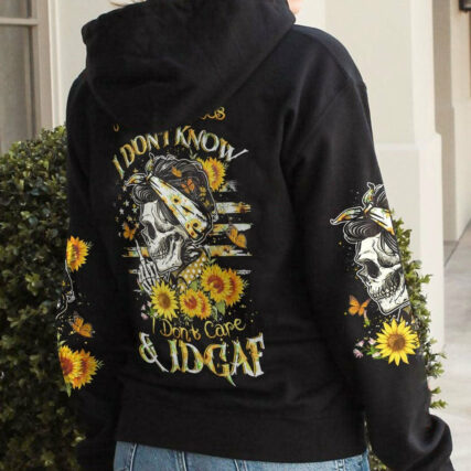 I HAVE 3 MOODS SUNFLOWER SKULL MESSY BUN ALL OVER PRINT - TLTW1104232