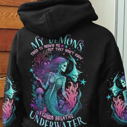 MY DEMONS TRIED TO DROWN ME MERMAID SKELETON ALL OVER PRINT - TLNO2604233