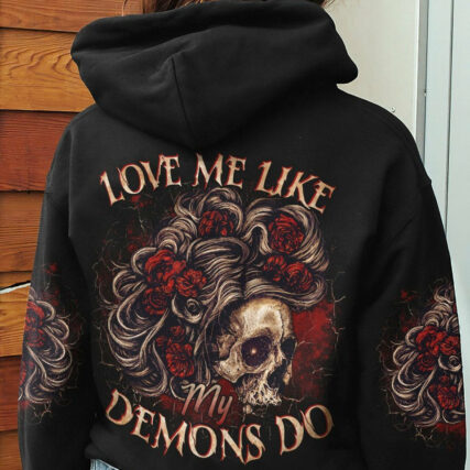 LOVE ME LIKE MY DEMONS DO SKULL LONG HAIR ALL OVER PRINT - TLTR1904232