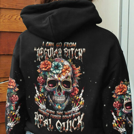 I CAN GO FROM REGULAR B SKULL FLOWER ALL OVER PRINT - TLNT1804232