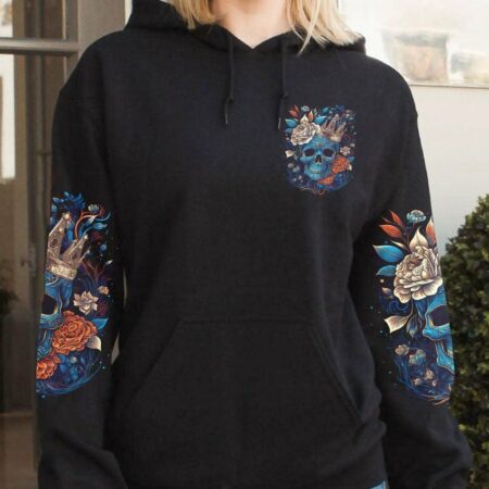 I'M THE F QUEEN FLOWER SKULL ALL OVER PRINT - TLTW2204231
