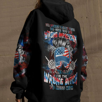 I'M THE WRONG B TO MESS WITH MESSY BUN ALL OVER PRINT - TLTW0804232