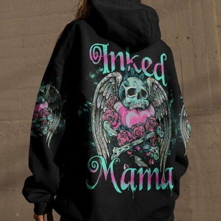 INKED MAMA SKULL WINGS ALL OVER PRINT - TLNO3003231