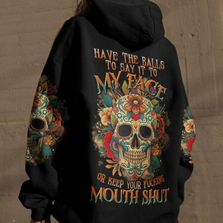 HAVE THE BALLS TO SAY IT SUGAR SKULL FLORAL ALL OVER PRINT - TLTR2504231