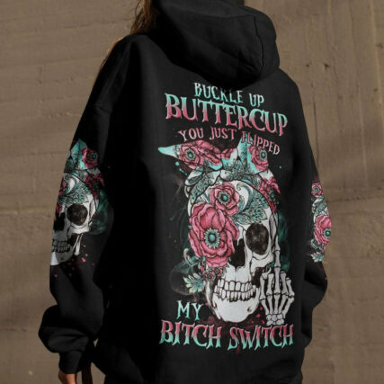 BUCKLE UP BUTTERCUP FLOWER SKULL ALL OVER PRINT - TLTR1804231