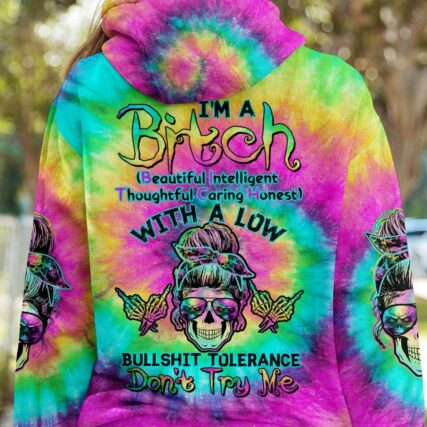 I'M A B DON'T TRY ME TIE DYE SKULL ALL OVER PRINT - TLTW0504233