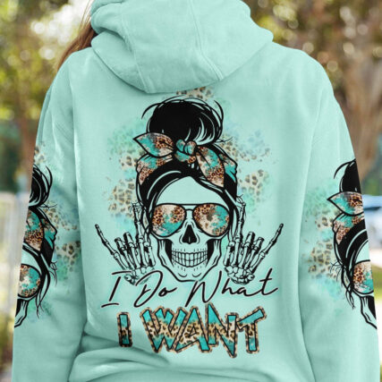 I DO WHAT I WANT MESSY BUN SKULL ALL OVER PRINT - TLTR0804234