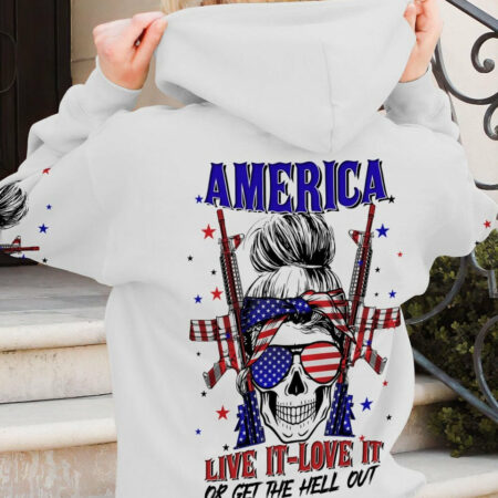 AMERICA LIVE IT LOVE IT OR GET THE HELL OUT SKULL ALL OVER PRINT - YHLN1204232