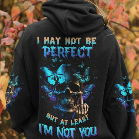 I MAY NOT BE PERFECT BUTTERFLY SKULL ALL OVER PRINT - TLNZ0604234