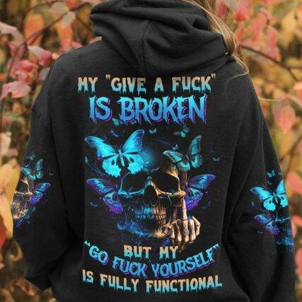 MY GIVE A F BUTTERFLY SKULL ALL OVER PRINT - TLNZ2903231