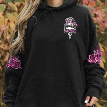 I'M A B DON'T TRY ME ROSE MESSY BUN BLACK ALL OVER PRINT - TLNO1104233