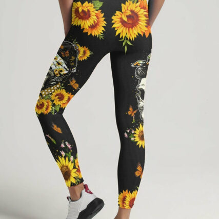 I HAVE 3 MOODS SUNFLOWER SKULL MESSY BUN ALL OVER PRINT - TLTW1104232