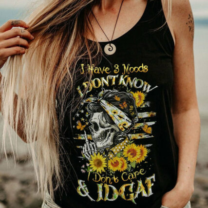 I HAVE 3 MOODS SUNFLOWER SKULL MESSY BUN ALL OVER PRINT - TLTW1104232