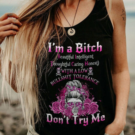 I'M A B DON'T TRY ME ROSE MESSY BUN BLACK ALL OVER PRINT - TLNO1104233