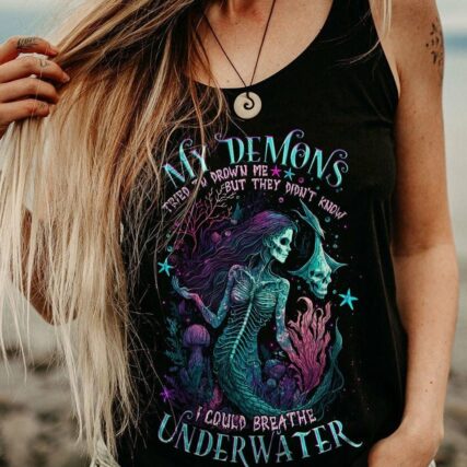 MY DEMONS TRIED TO DROWN ME MERMAID SKELETON ALL OVER PRINT - TLNO2604233