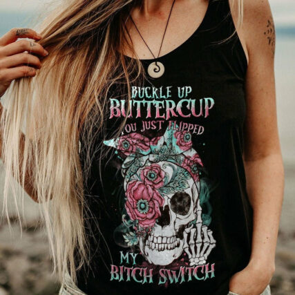 BUCKLE UP BUTTERCUP FLOWER SKULL ALL OVER PRINT - TLTR1804231