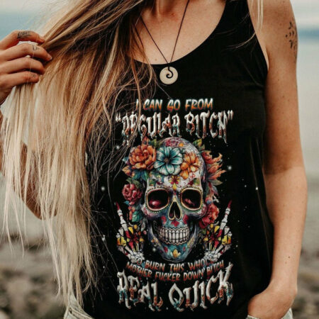 I CAN GO FROM REGULAR B SKULL FLOWER ALL OVER PRINT - TLNT1804232