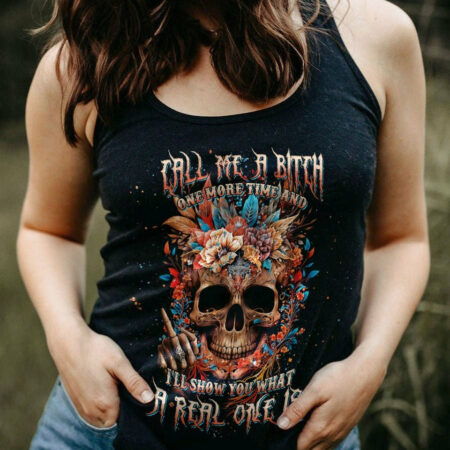 CALL ME A B ONE MORE TIME FLOWER SKULL ALL OVER PRINT - TLNT1704231