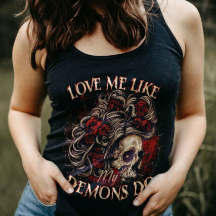 LOVE ME LIKE MY DEMONS DO SKULL LONG HAIR ALL OVER PRINT - TLTR1904232