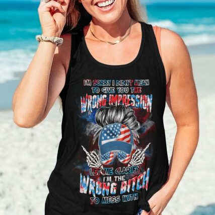 I'M THE WRONG B TO MESS WITH MESSY BUN ALL OVER PRINT - TLTW0804232