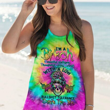 I'M A B DON'T TRY ME TIE DYE SKULL ALL OVER PRINT - TLTW0504233