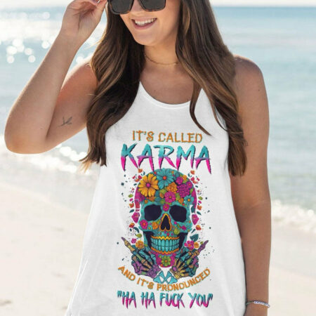 HA HA F YOU FLOWER SKULL ALL OVER PRINT - TLNZ2004233