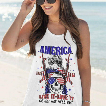 AMERICA LIVE IT LOVE IT OR GET THE HELL OUT SKULL ALL OVER PRINT - YHLN1204232