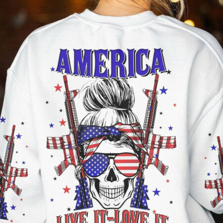 AMERICA LIVE IT LOVE IT OR GET THE HELL OUT SKULL ALL OVER PRINT - YHLN1204232