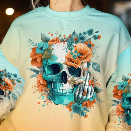 FRESH OUT OF F SKULL FLORALS ALL OVER PRINT - TLTW1104234