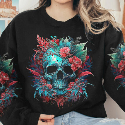 I AM A SWEET GIRL BUT IF YOU PISS ME OFF FLORAL SKULL ALL OVER PRINT - TLNT1104233