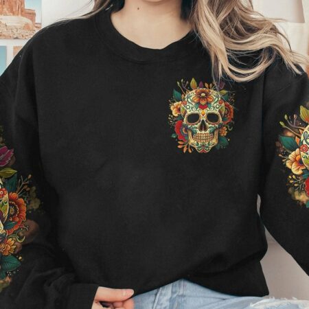 HAVE THE BALLS TO SAY IT SUGAR SKULL FLORAL ALL OVER PRINT - TLTR2504231