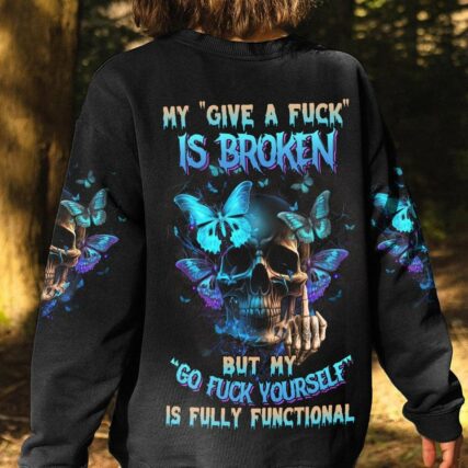 MY GIVE A F BUTTERFLY SKULL ALL OVER PRINT - TLNZ2903231