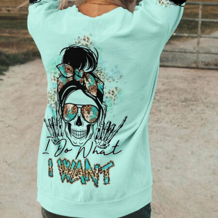 I DO WHAT I WANT MESSY BUN SKULL ALL OVER PRINT - TLTR0804234