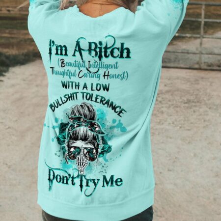 I'M A B DON'T TRY ME MESSY BUN ROSE ALL OVER PRINT - TLTW0404233