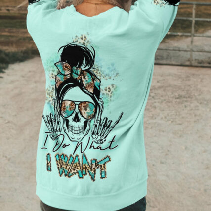 I DO WHAT I WANT MESSY BUN SKULL ALL OVER PRINT - TLTR0804234
