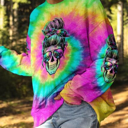 I'M A B DON'T TRY ME TIE DYE SKULL ALL OVER PRINT - TLTW0504233