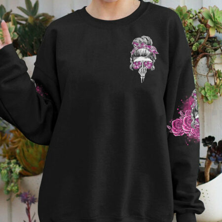 I'M A B DON'T TRY ME ROSE MESSY BUN BLACK ALL OVER PRINT - TLNO1104233