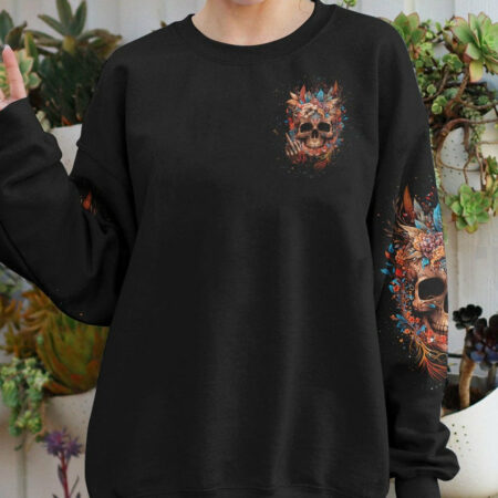 CALL ME A B ONE MORE TIME FLOWER SKULL ALL OVER PRINT - TLNT1704231