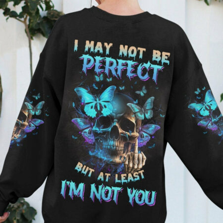 I MAY NOT BE PERFECT BUTTERFLY SKULL ALL OVER PRINT - TLNZ0604234