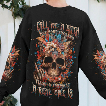 CALL ME A B ONE MORE TIME FLOWER SKULL ALL OVER PRINT - TLNT1704231
