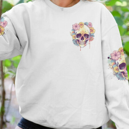 I AM A SWEET GIRL BUT IF YOU PISS ME OFF PASTEL FLOWER SKULL ALL OVER PRINT - TLNZ2104232