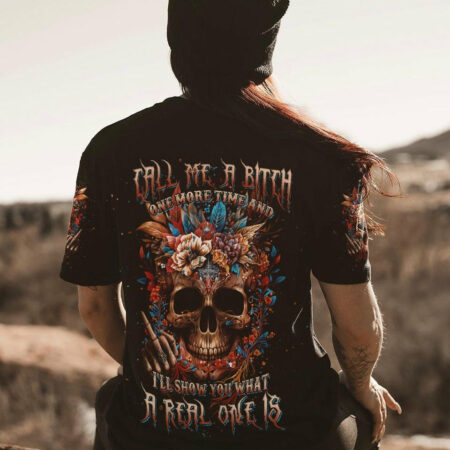 CALL ME A B ONE MORE TIME FLOWER SKULL ALL OVER PRINT - TLNT1704231