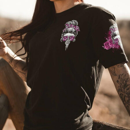 I'M A B DON'T TRY ME ROSE MESSY BUN BLACK ALL OVER PRINT - TLNO1104233