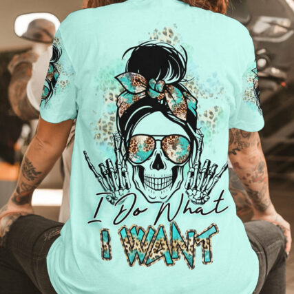 I DO WHAT I WANT MESSY BUN SKULL ALL OVER PRINT - TLTR0804234