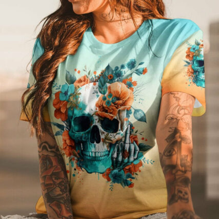 FRESH OUT OF F SKULL FLORALS ALL OVER PRINT - TLTW1104234