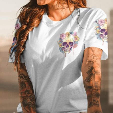 I AM A SWEET GIRL BUT IF YOU PISS ME OFF PASTEL FLOWER SKULL ALL OVER PRINT - TLNZ2104232