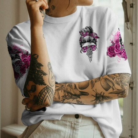 BUCKLE UP BUTTERCUP ROSE SKULL MESSY BUN ALL OVER PRINT - TLNO1804233