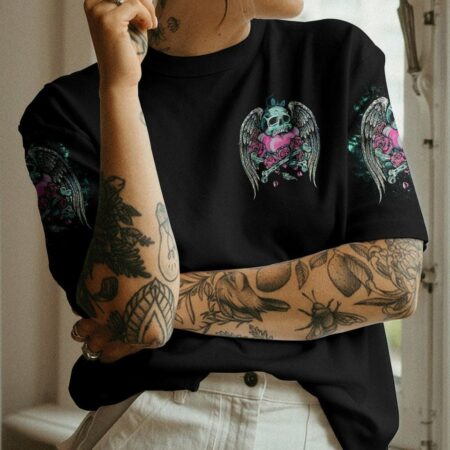 INKED MAMA SKULL WINGS ALL OVER PRINT - TLNO3003231